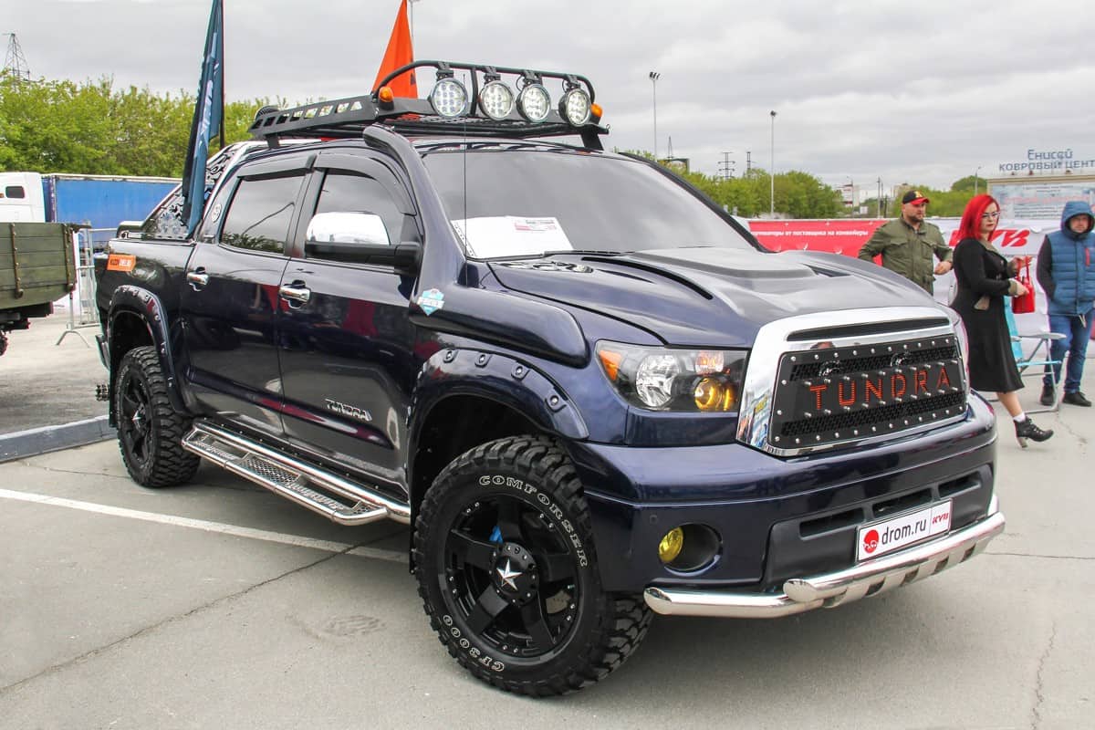 Customized pickup truck Toyota Tundra presented at the Ural Motor Show.