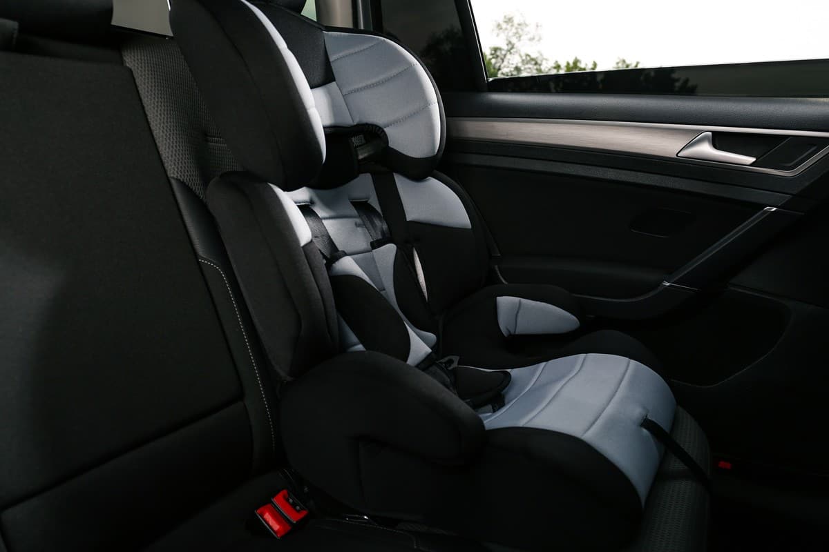 Empty modern child safety seat in car