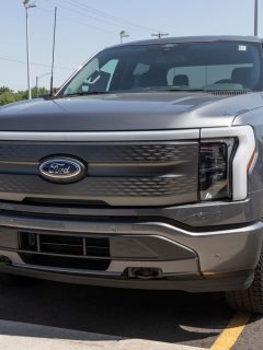Ford F-150 Lightning display. Ford offers the F150 Lightning all-electric truck in Pro, XLT, Lariat, and Platinum models, Do Ford Lightnings Come Supercharged