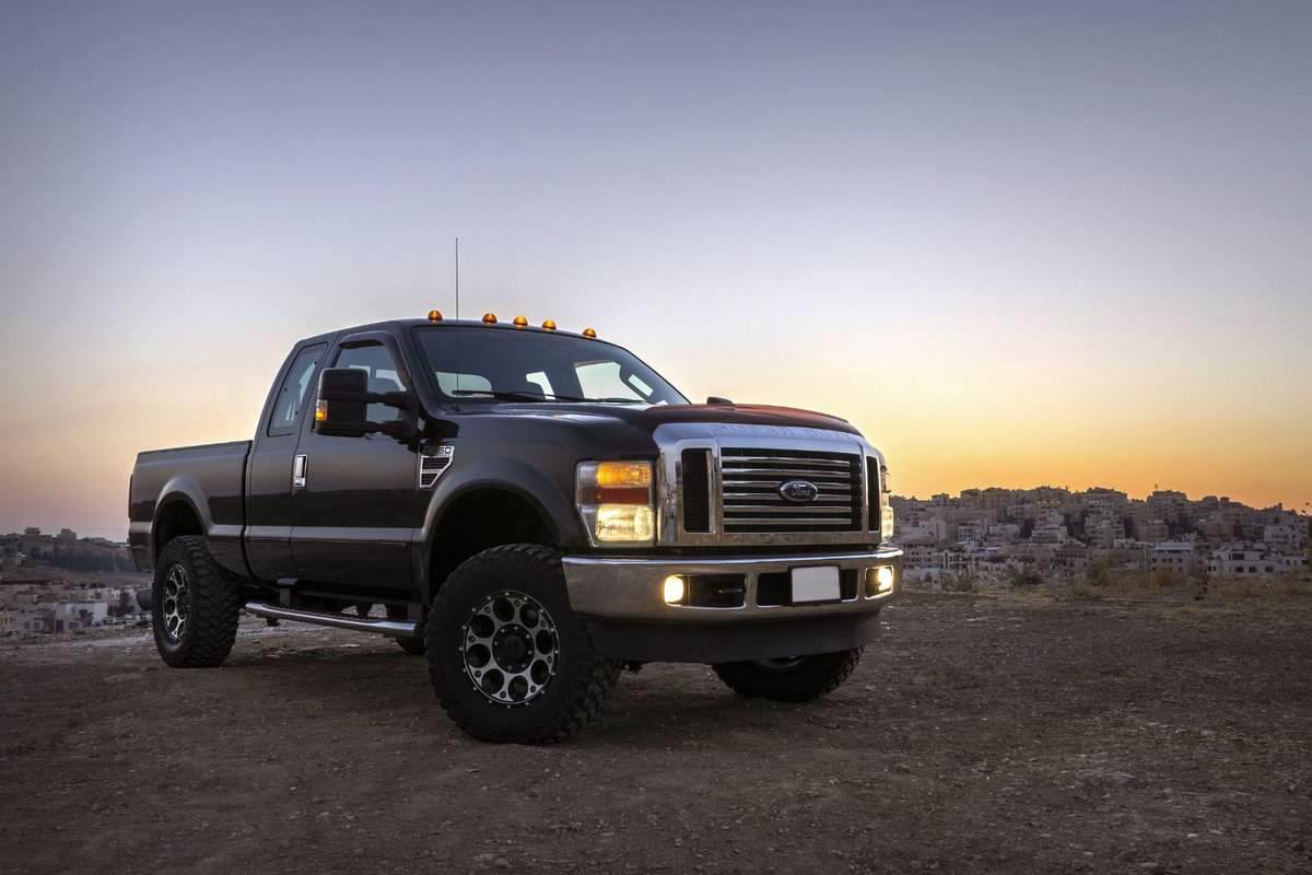 Ford F250 super duty truck at sunset 