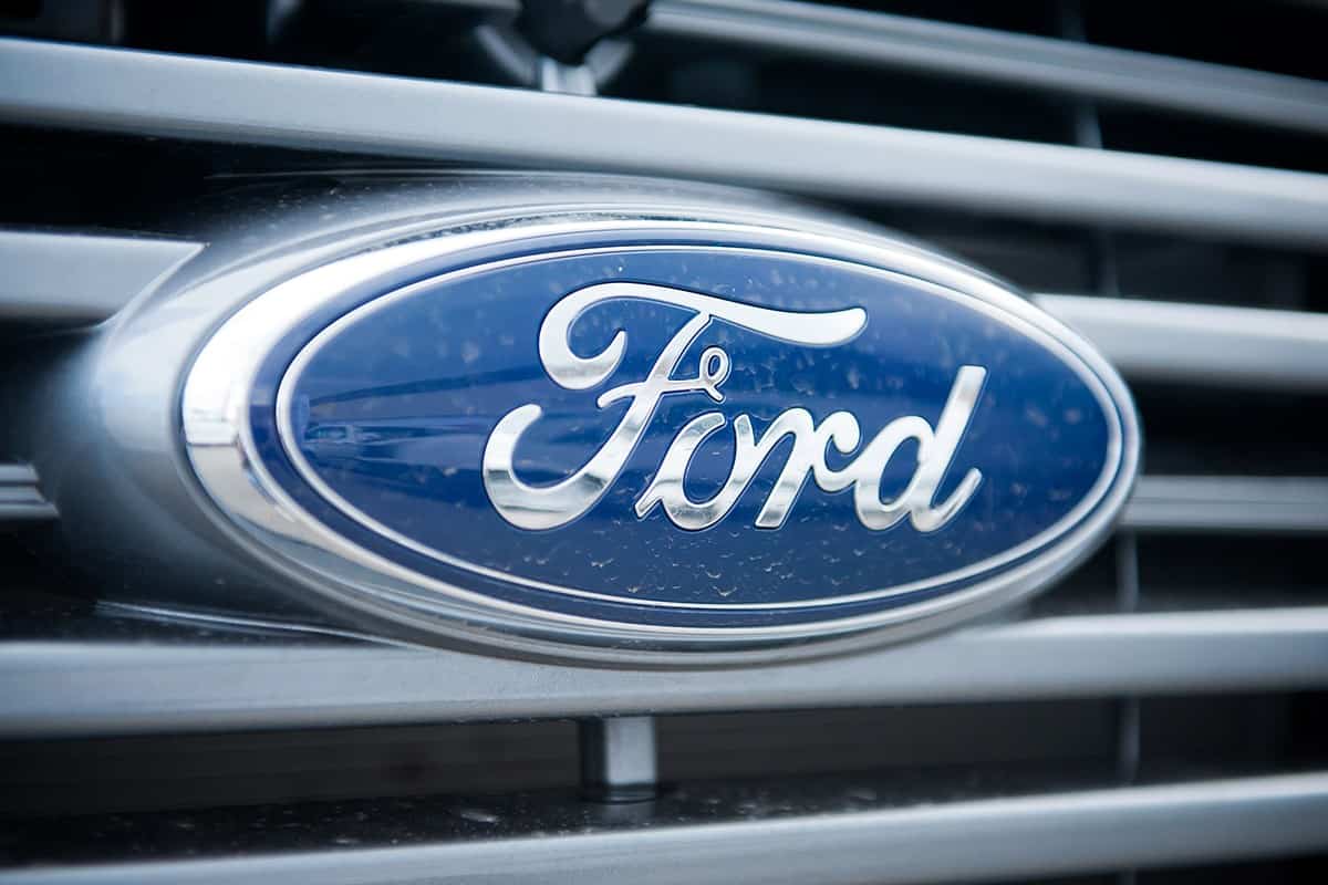 Ford logo infront of a car