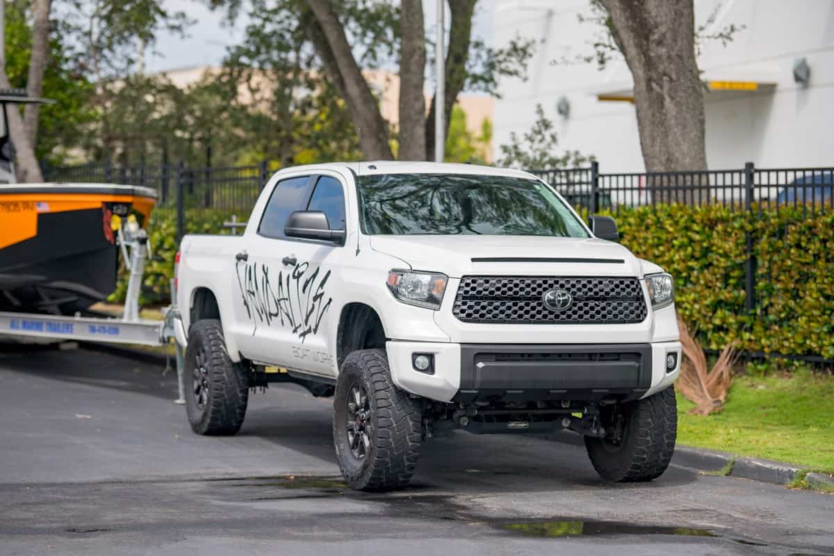 Image of a modified Toyota Tundra for off road trail and towing use
