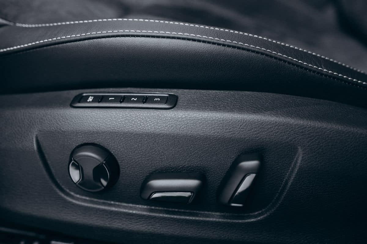 Memory car seat button close up photo