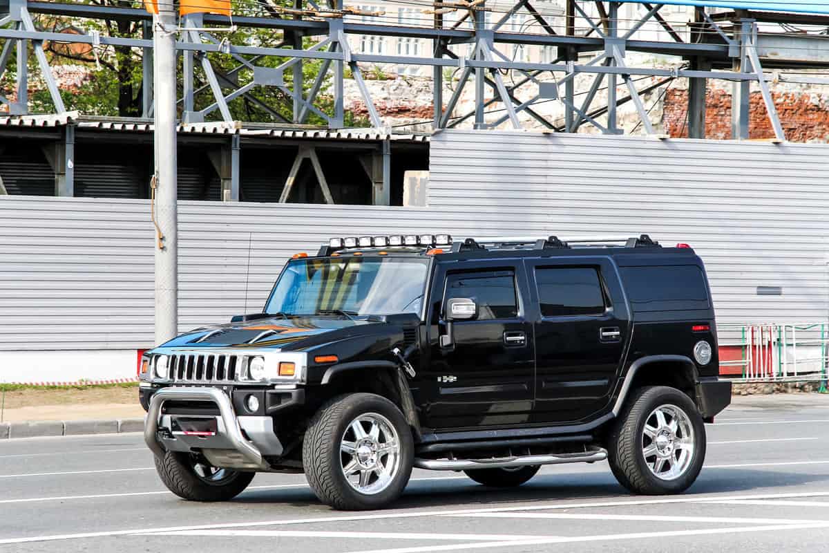 Motor car Hummer H2 in the city street.