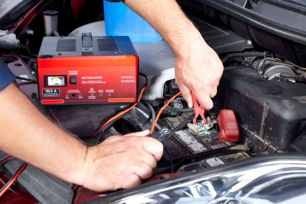 battery charger car auto repair shop low battery
