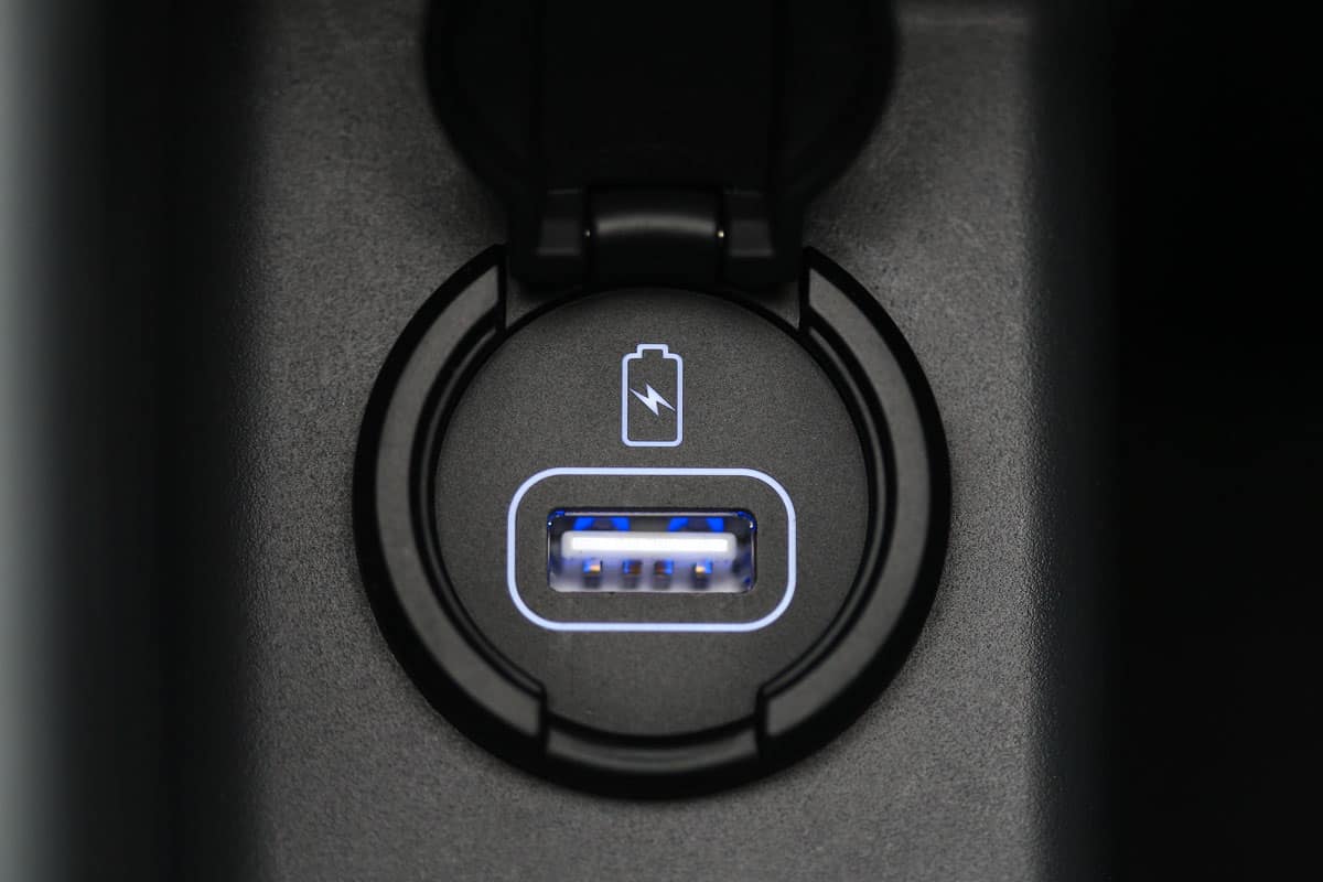 car interior usb charger detail
