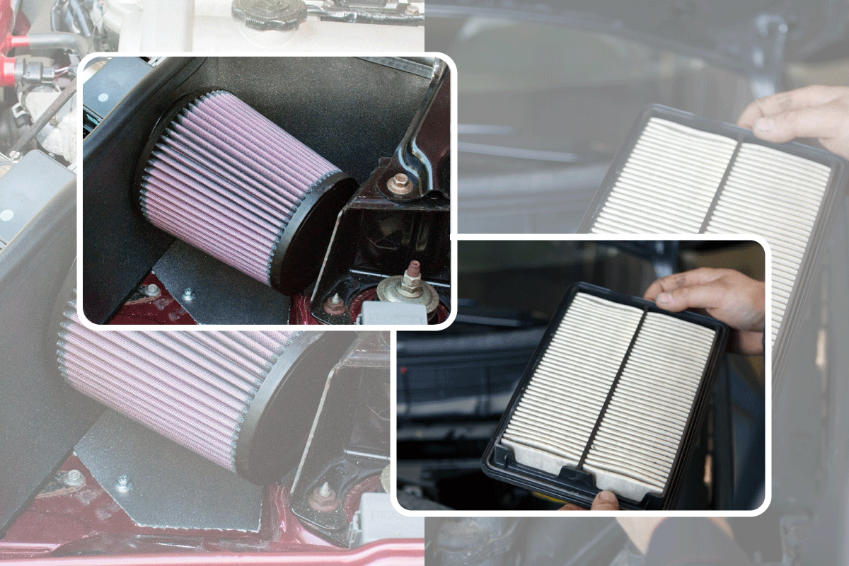 Two types of air filter for your car dispossable and reusable