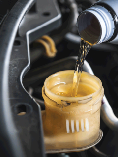Auto-mechanic-filling-DOT-4-brake-fluid-in-brake-fluid-reservoir.-Hydraulic-Fluid-Vs-Brake-Fluid-What's-The-Difference
