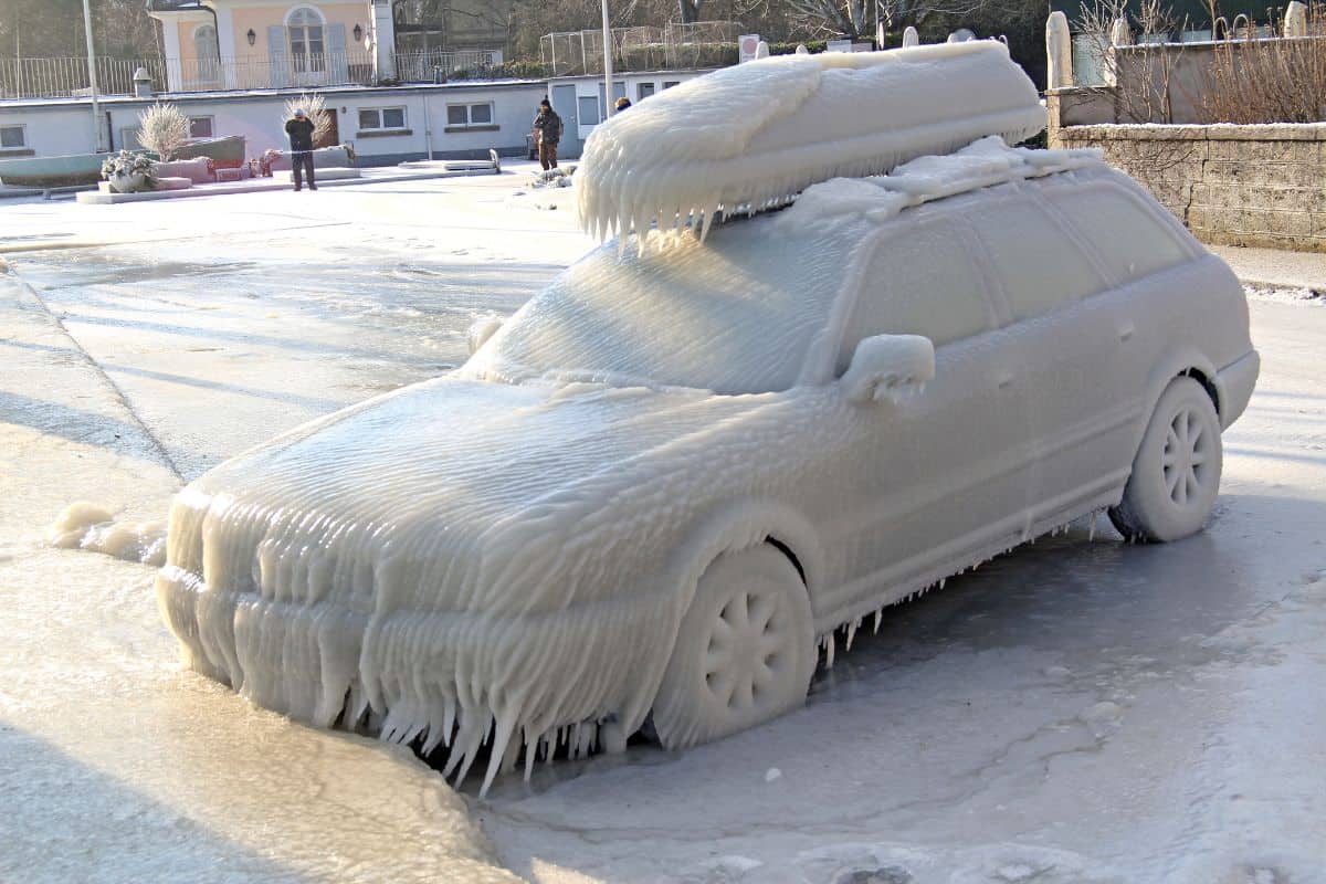Car covered by ice