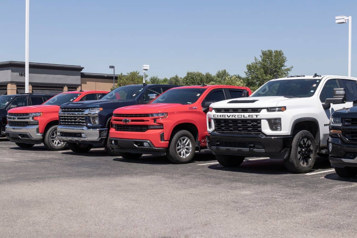 Chevrolet Silverado 1500 and 2500 pickup display. The Chevy Silverado and 2500HD are among the best selling trucks.