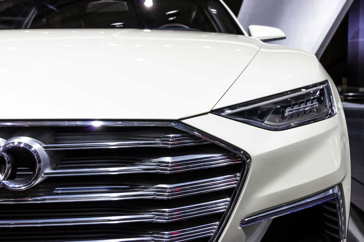 Close up of an Audi Prologue Allroad concept luxury coupe and estate car