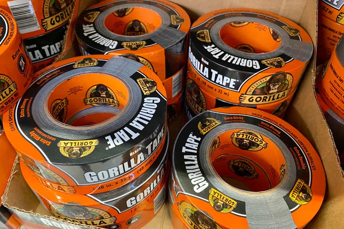 Gorilla Tape extra sticky version in a box inside home improvement store