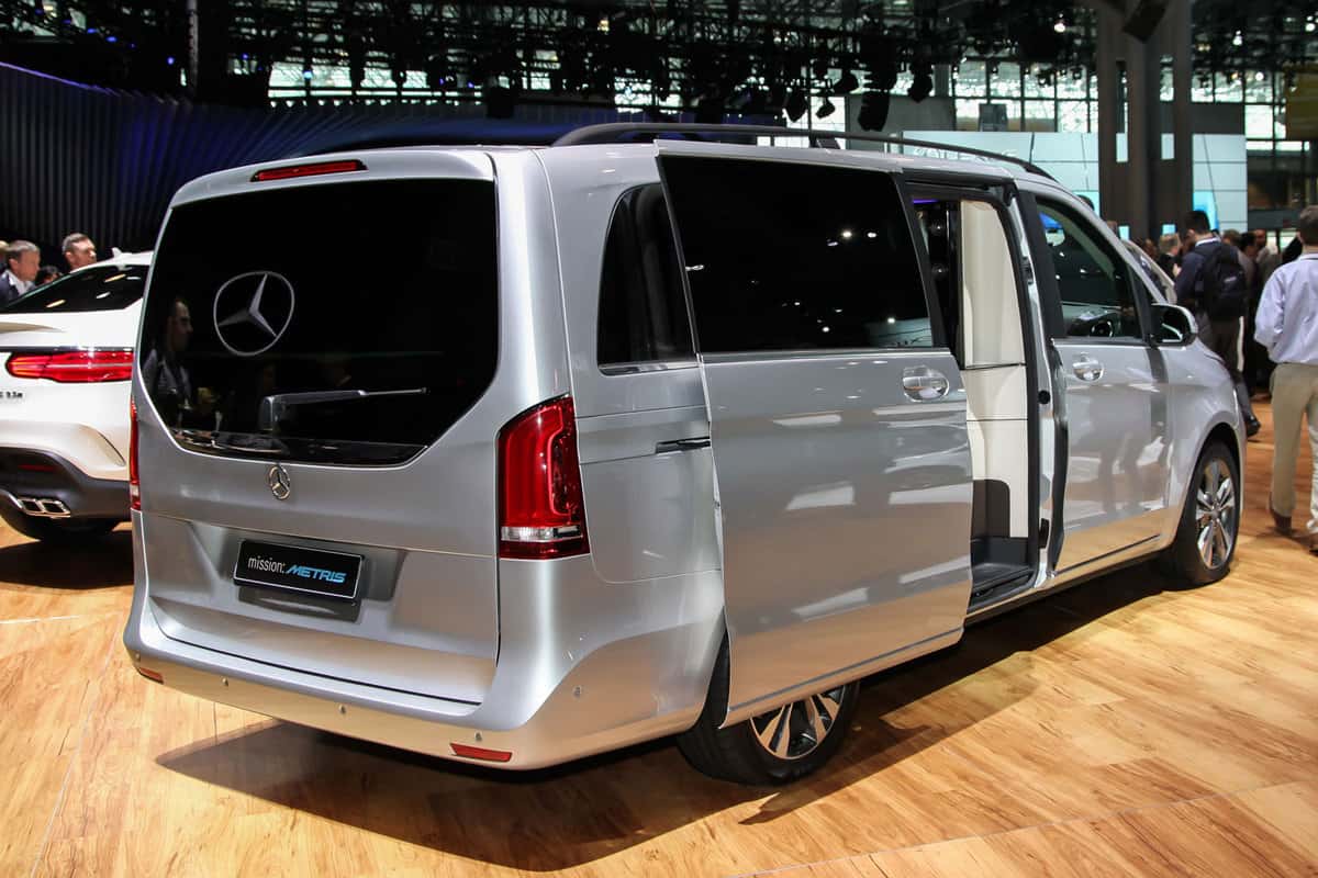Mercedes-Benz exhibit Mercedes-Benz Metris at the 2015 New York International Auto Show during Press day, public show is running from April 3-12, 2015 in New York, NY.
