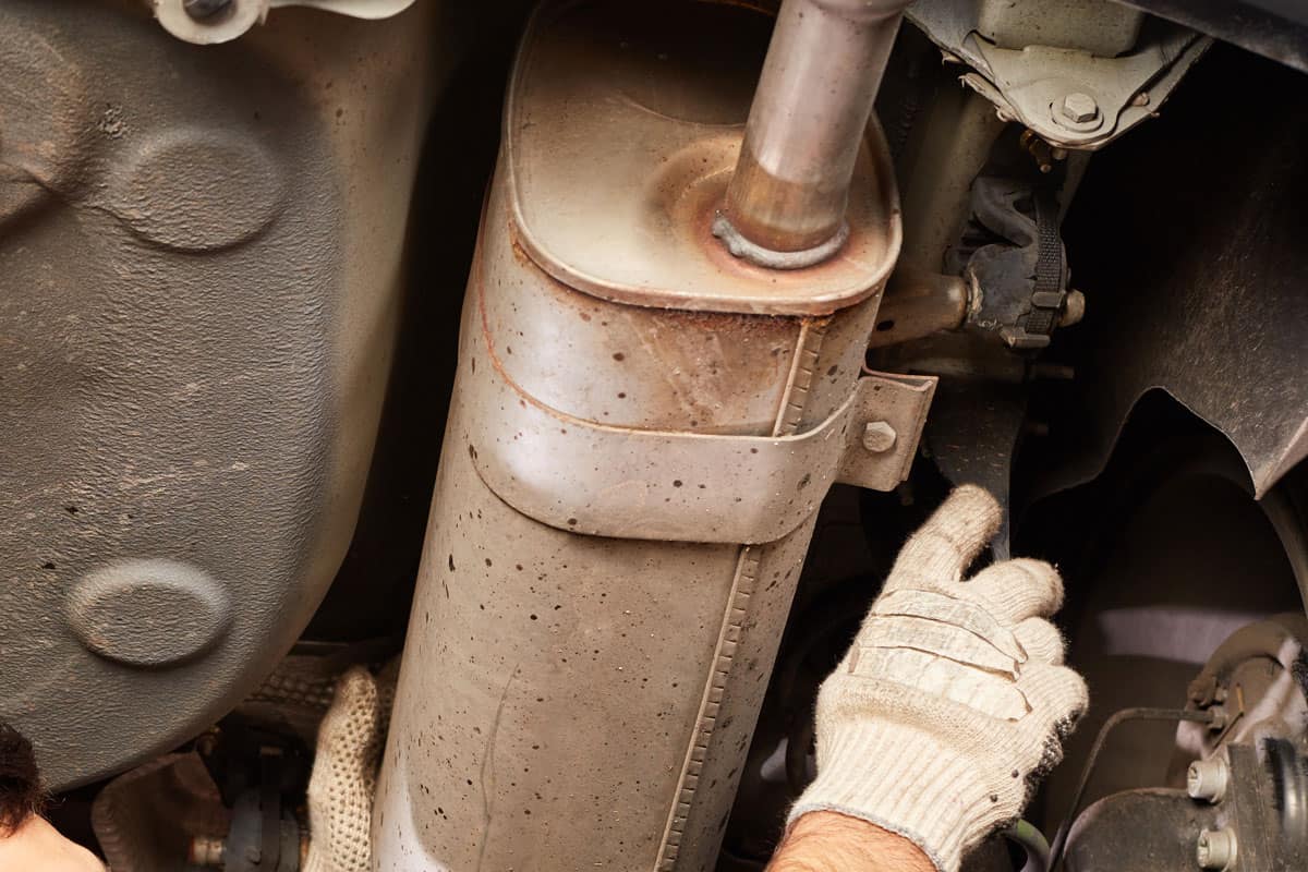 Motor vehicle machinery checks exhaust gases during inspection or inspection of exhaust gases