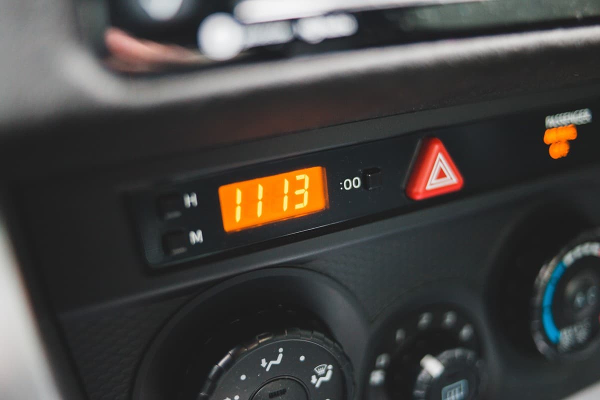 modern digital car clock in dash