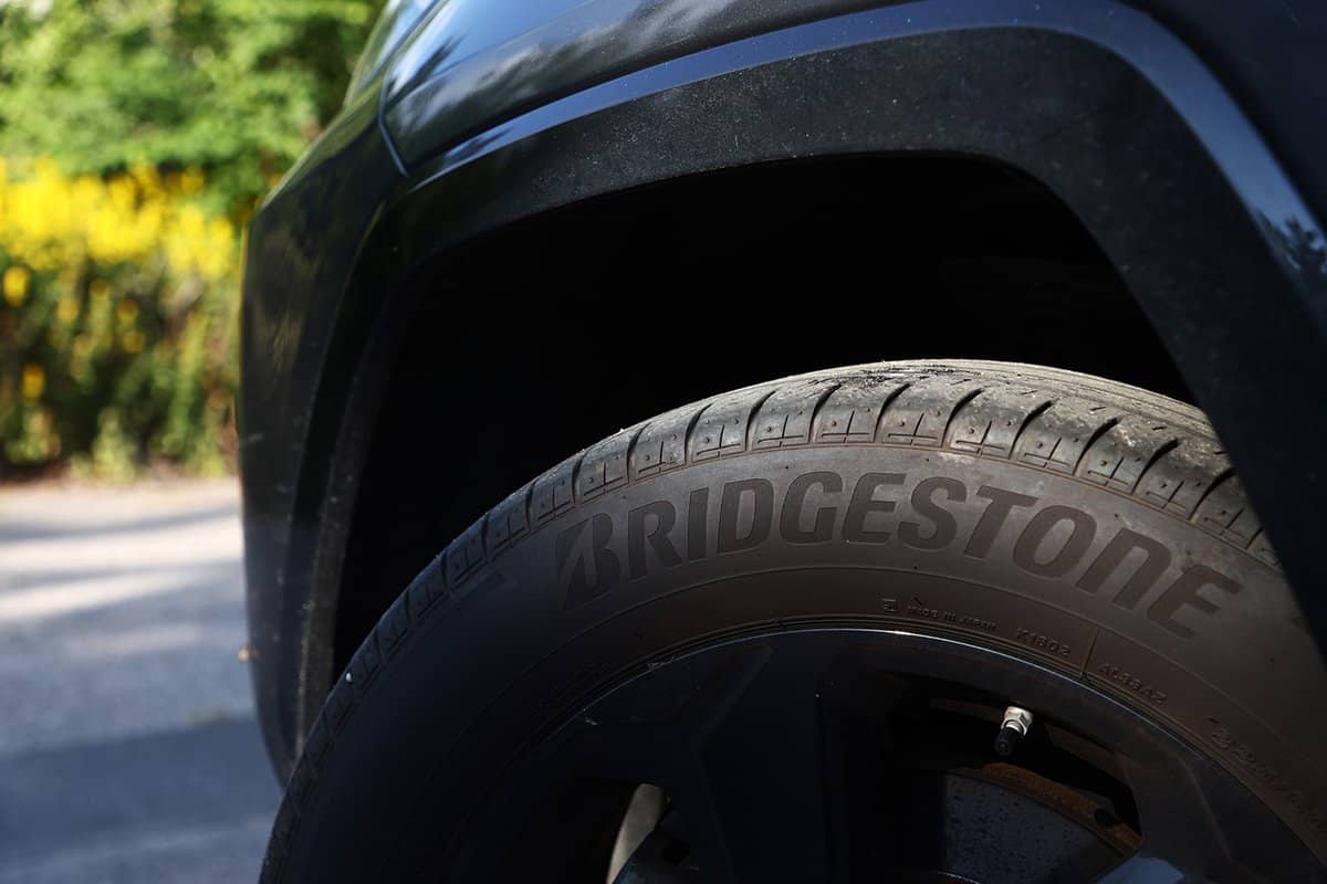 Bridgestone tires on a car