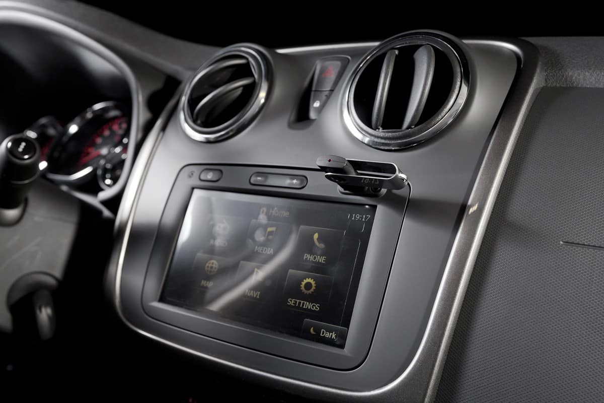 Modern car stereo with USB stick inserted