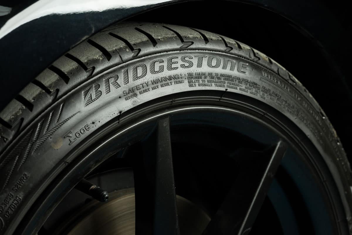 Bridgestone tire installed in black Mazda MX-5 2015 model