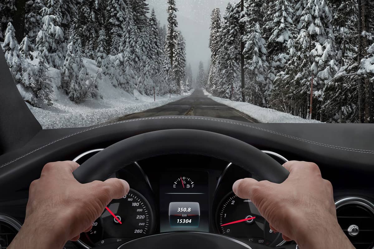 Driving in snow weather with selected mode for this season
