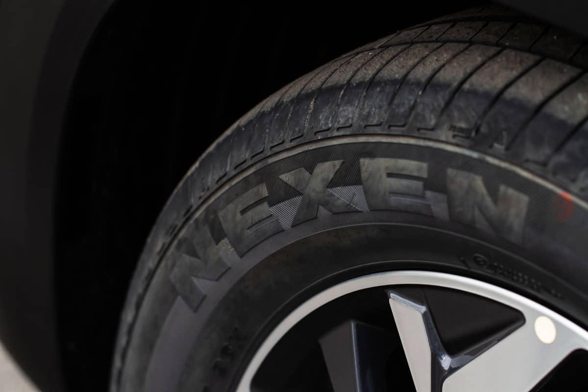 A detailed photo of a Nexen tire up close