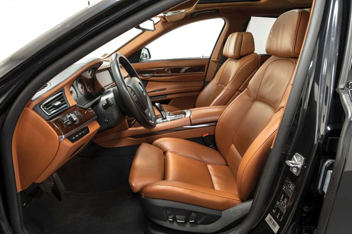 Brown Leather Interior of a BMW 7 series 2011 Model Sedan
