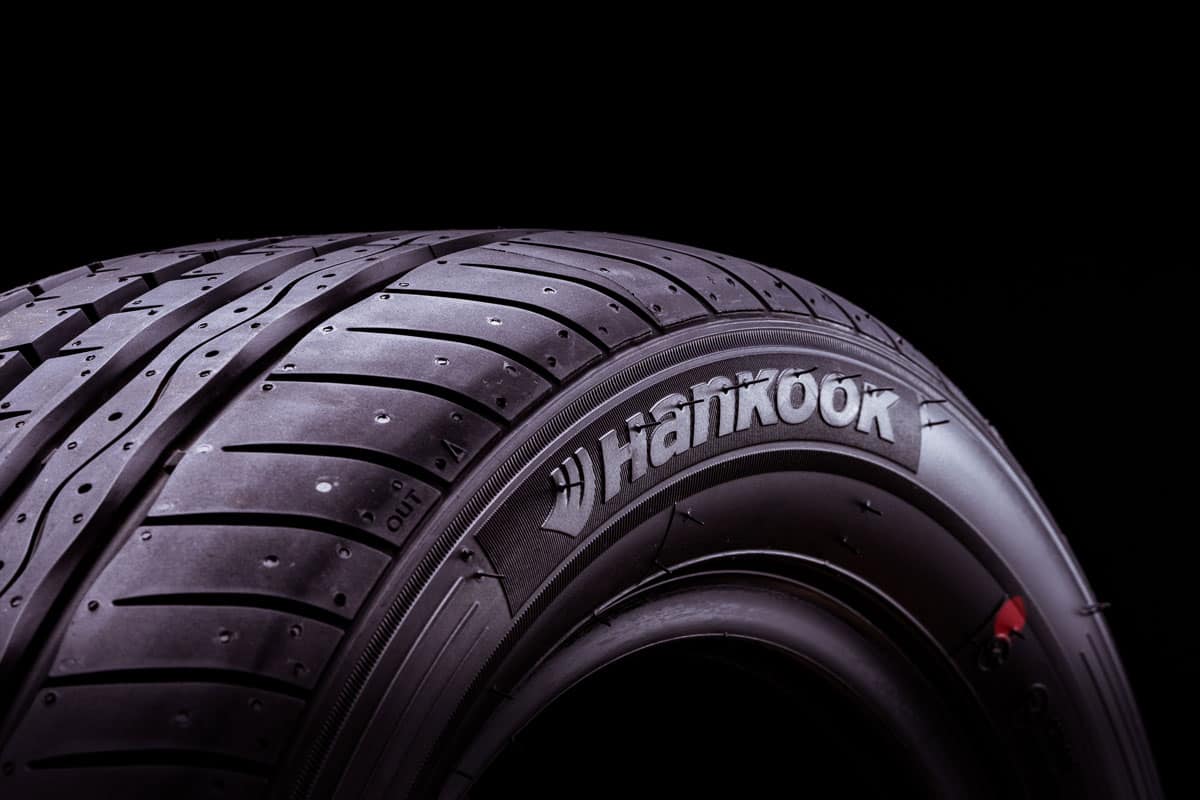Dark background photo of a Hankook tire