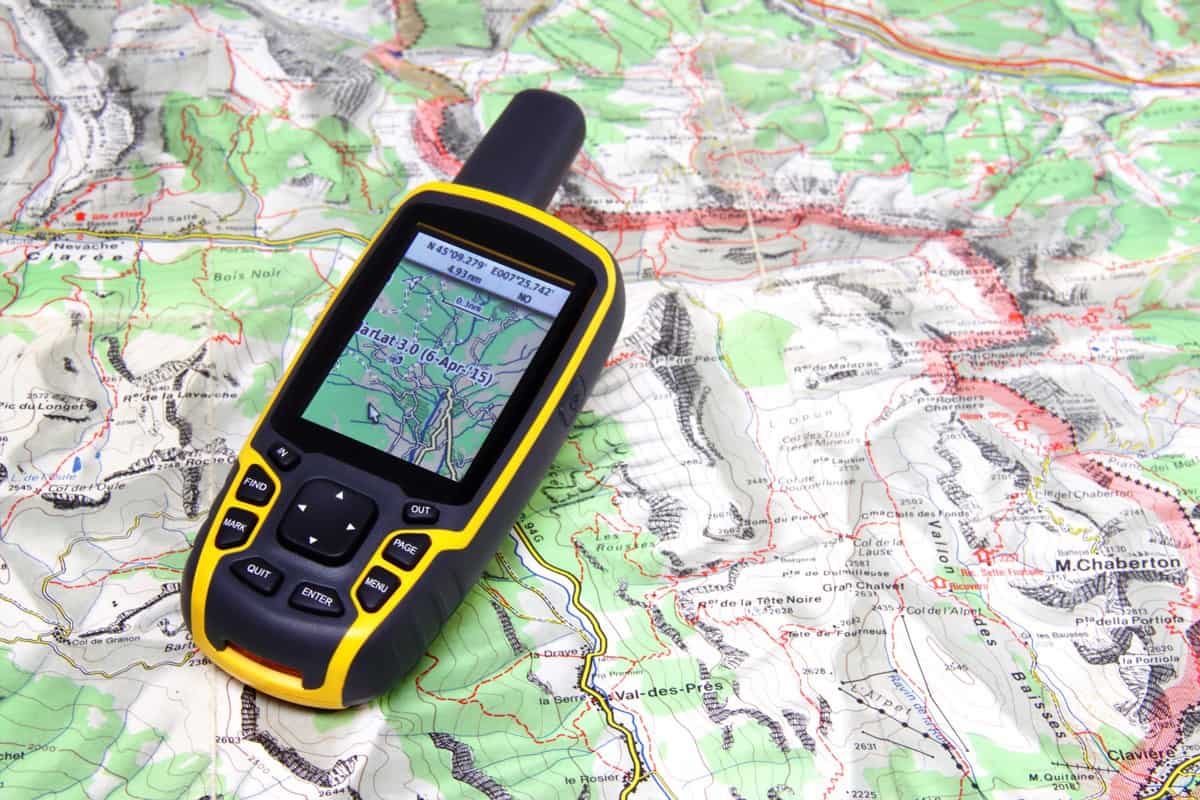 GPS Garmin receiver on background map