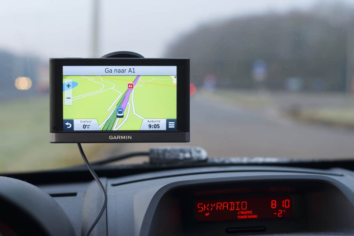 Garmin gps navigation device in a car. Garmin is one of the largest manufacturers of GPS devices