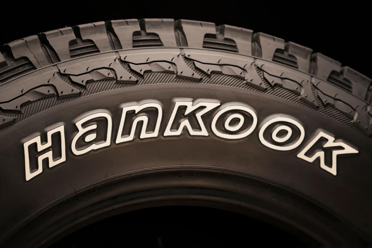 Hankook tire. Brand new tire. dark background