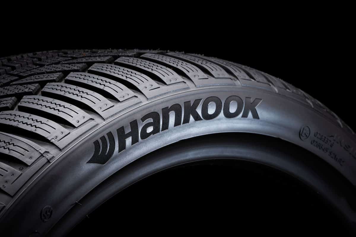 Up close photo of a brand new Hankook tire