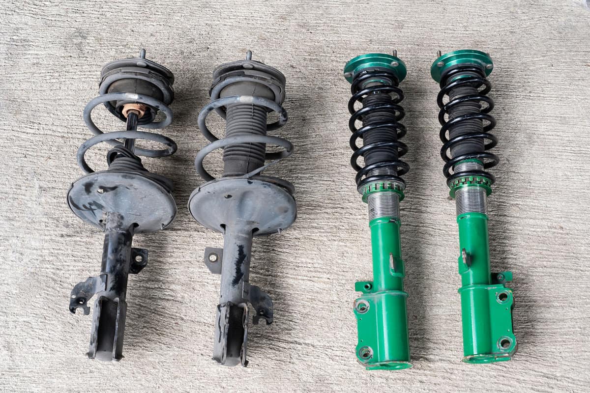 Brand new coilover compared to an old and about to break car coilover