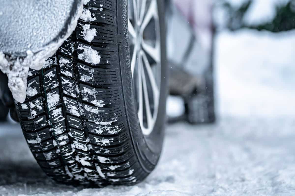 Snow sticking on to a tire