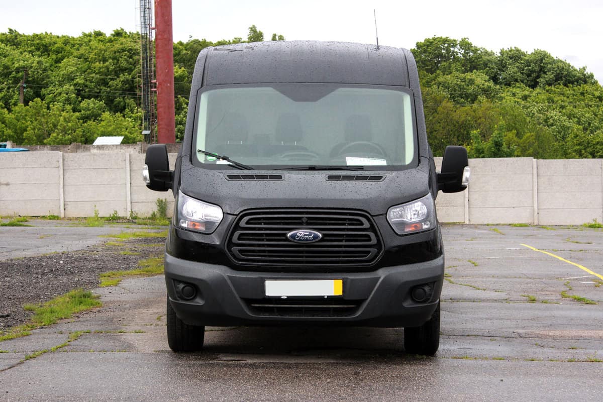 Black Ford Transit Connect photographed on the parking lot