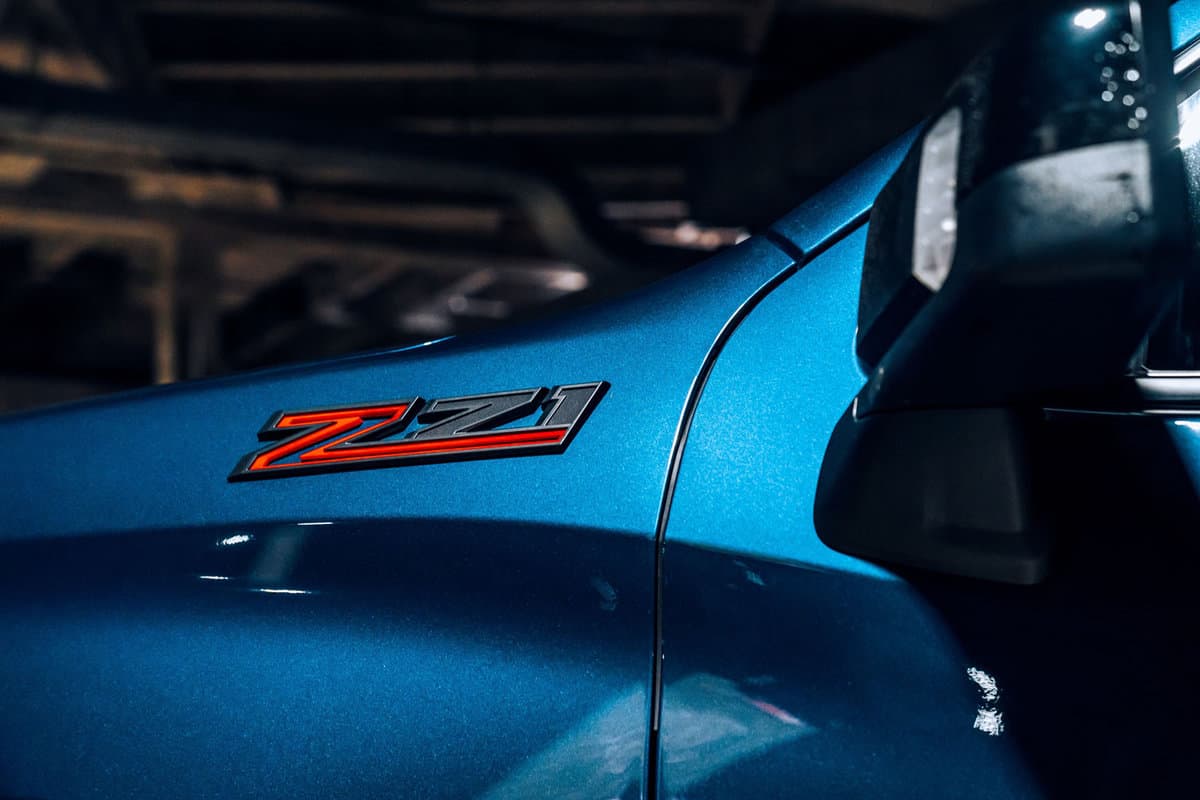 A Z71 emblem of a Chevrolet Silverado