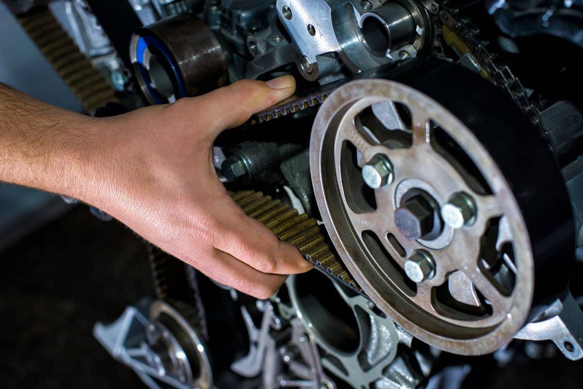 Mechanic removing timing chain